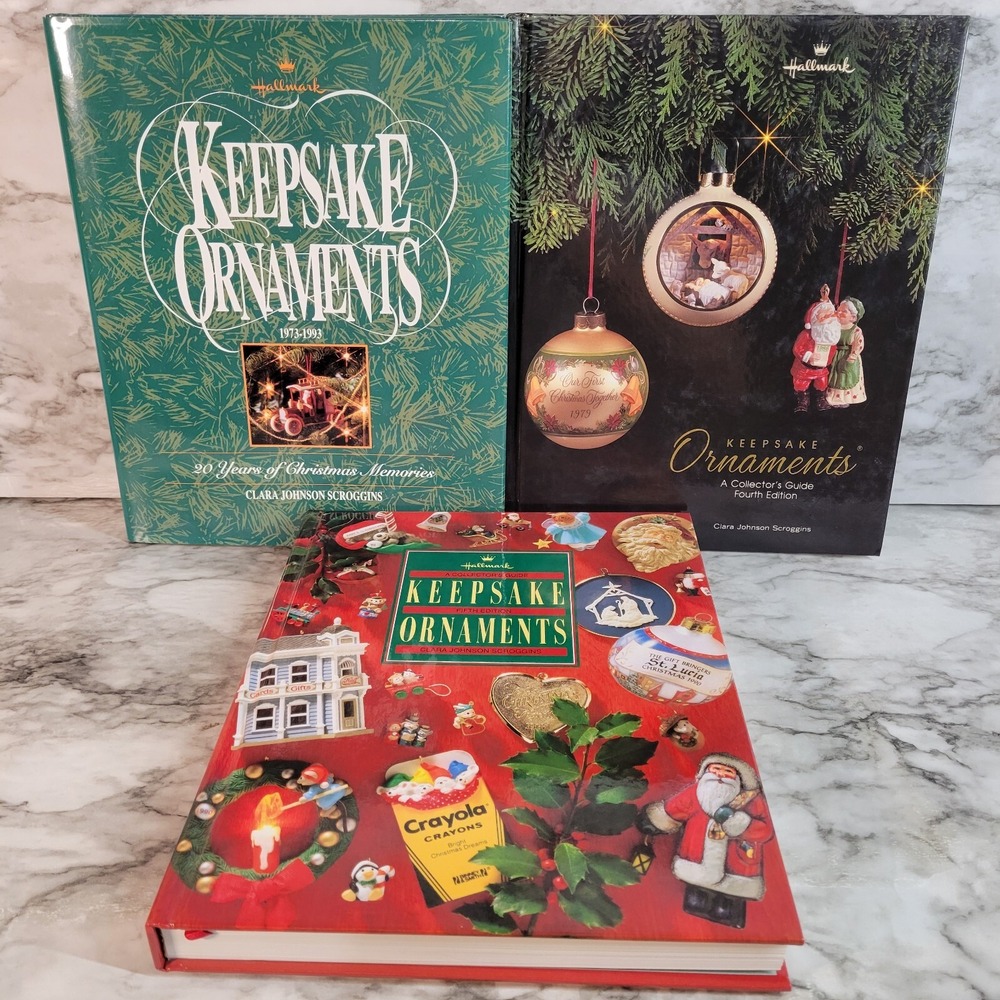 Hallmark Keepsake Ornament Collectors Guide Hardcover Lot 3 Clara Scroggins